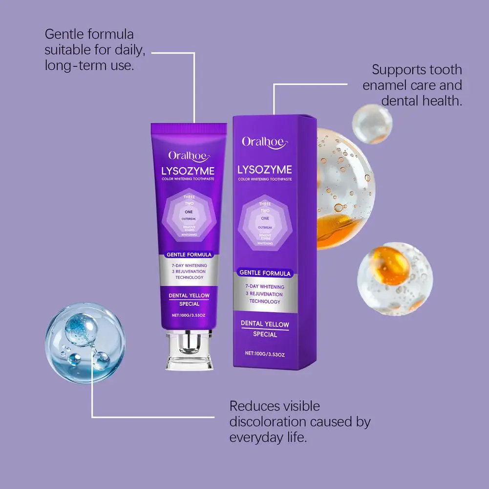 معجون أسنان مبيض أرجواني من أورالهو ينظف الأسنان ويزيل البلاك ويقوي المينا ويمنع التجاويف وحساسية الأسنان