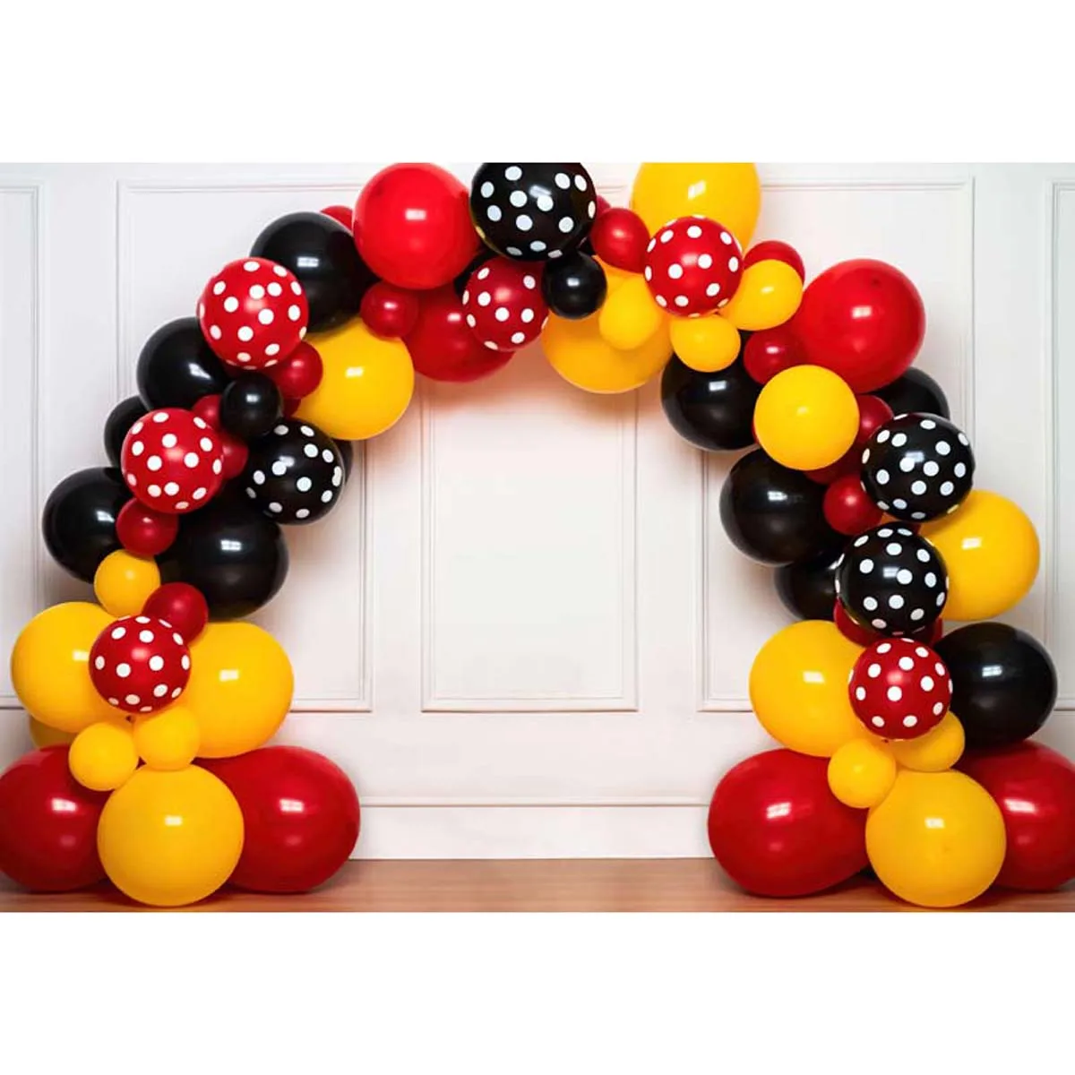 Allenjoy Red and Black Balloons Arch Birthday Backdrop