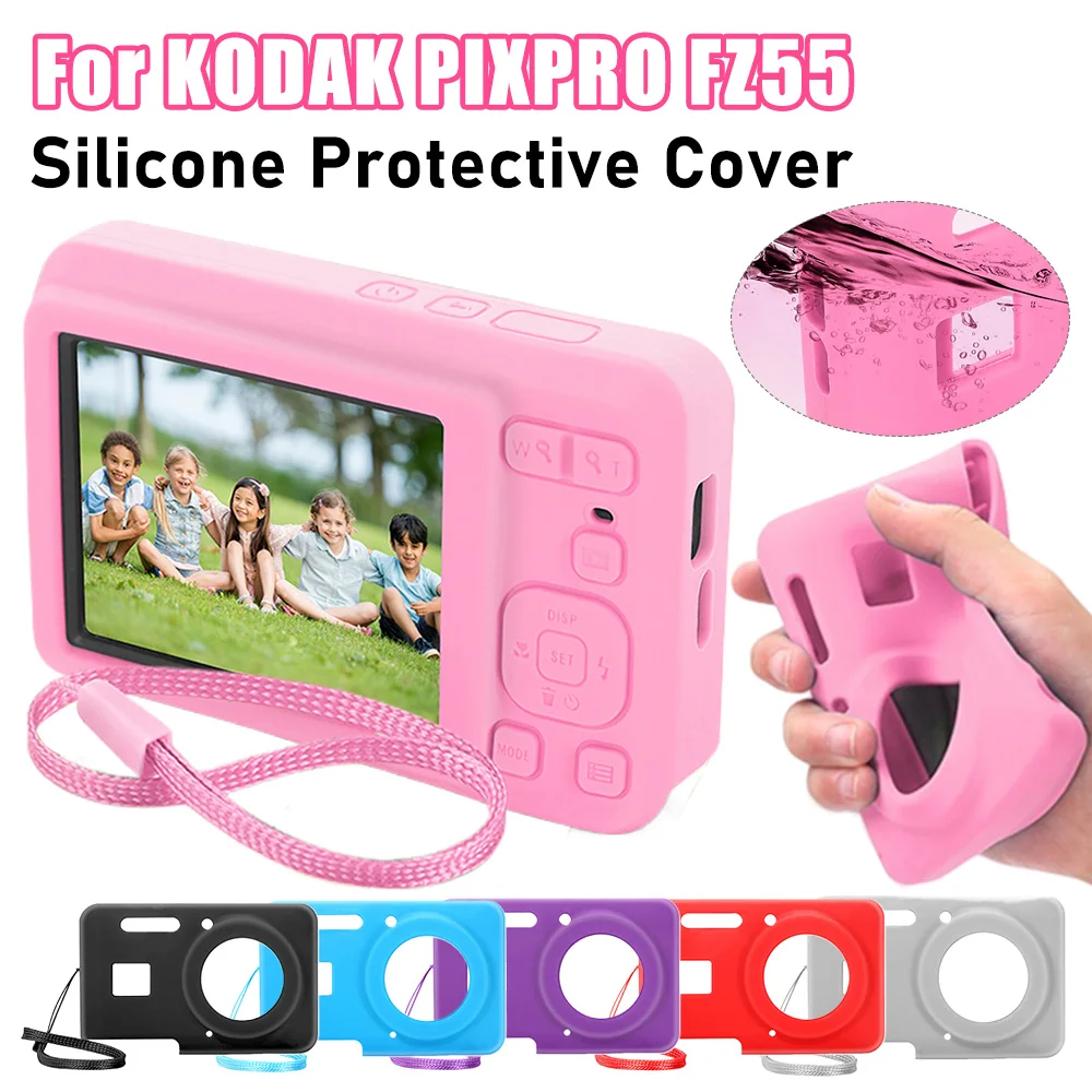For KODAK PIXPRO FZ55 Digital Camera Cover Soft Silicone Protective Case Lightweight Sleeve Camera Accessories with Lanyard