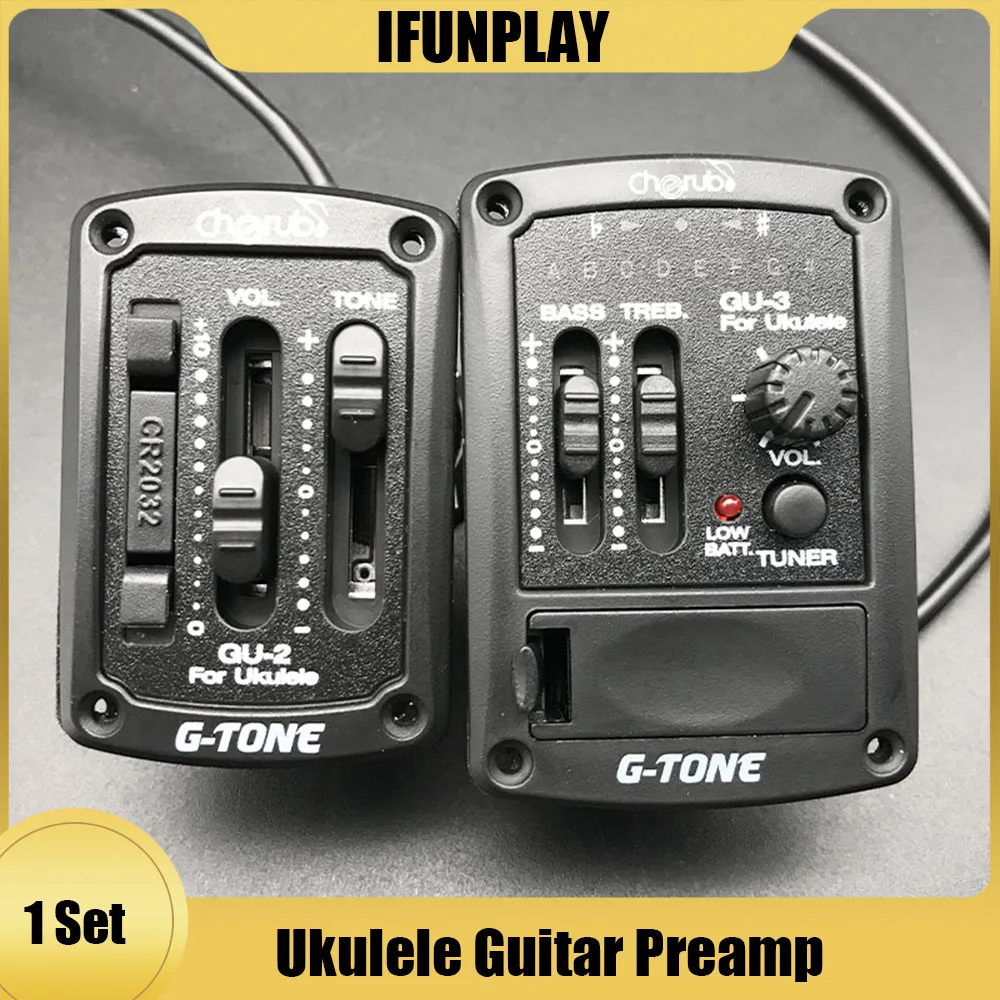 GU-3 UK-300T UK-2000 Acoustic Ukulele Preamp System 2Band EQ for Ukulele with Chromatic Tuner Ukulele Pickup