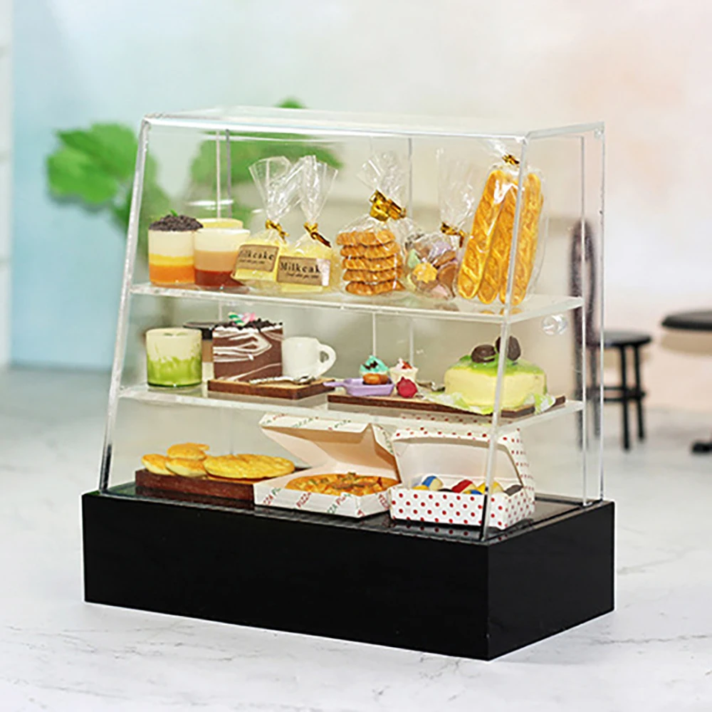 1/12 кукольный домик, миниатюрный десертный шкаф, мини-витрина для торта, модель игрушки для кукольного дома, аксессуары, украшение ob11 bjd