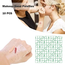 10PCS/Pack Disposable PU Membrane Waterproof Makeup Hand Palettes Adhesive Cosmetic Makeup Palettes DIY Grafting Tool