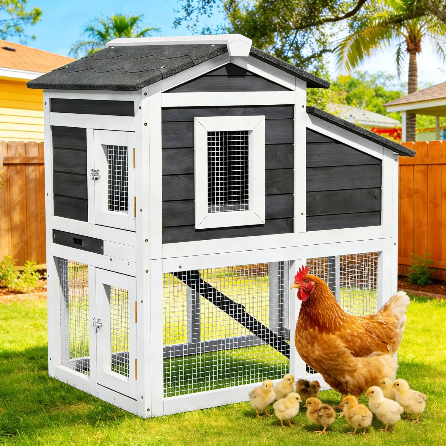 Small Chicken Coop with Run for 1-2 Chickens Indoor & Outdoor, Customized
