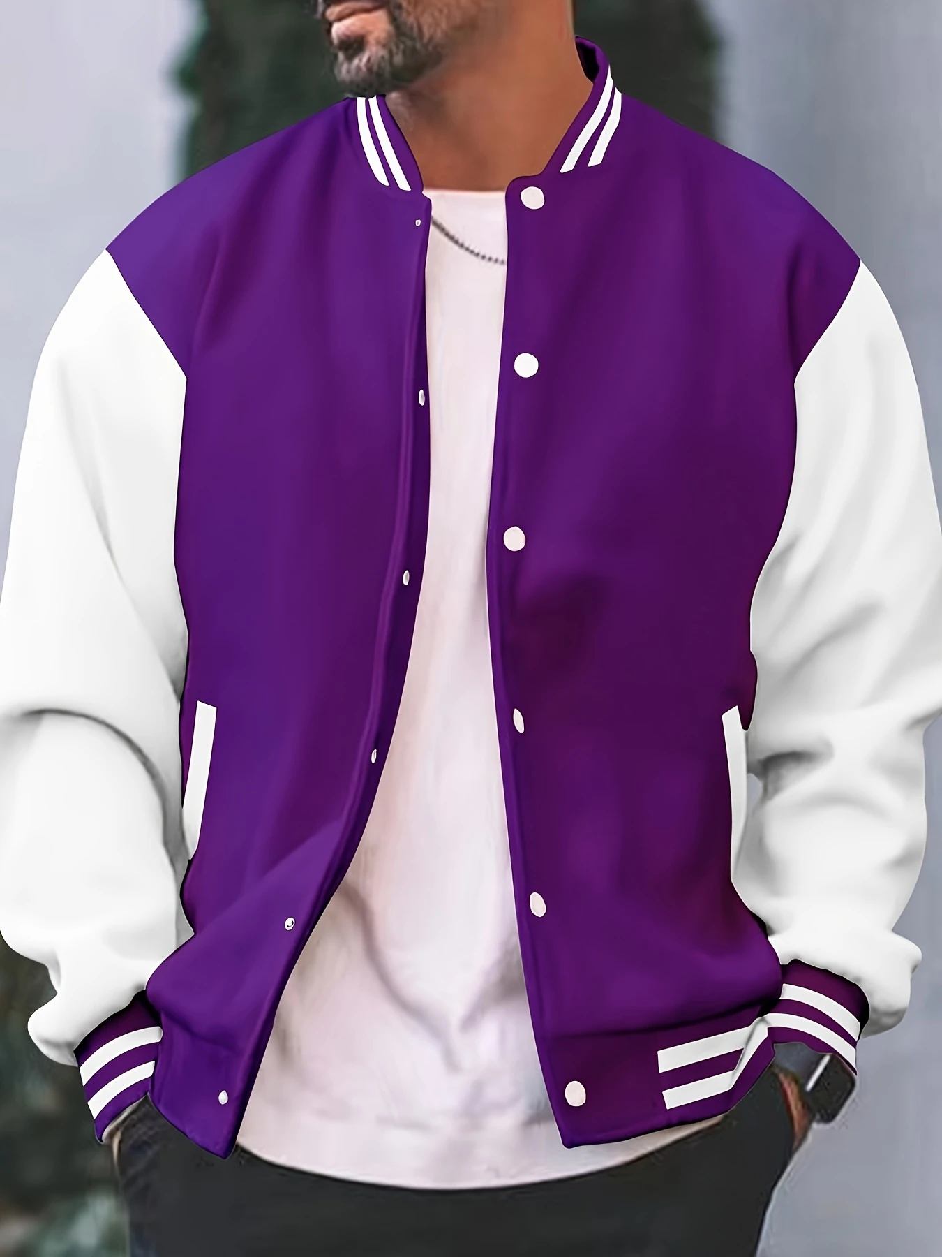 Men's Style Jacket Casual Spring Autumn Fashion Button-Up Jacket Versatile Outerwear Contrast Color Design with Pockets