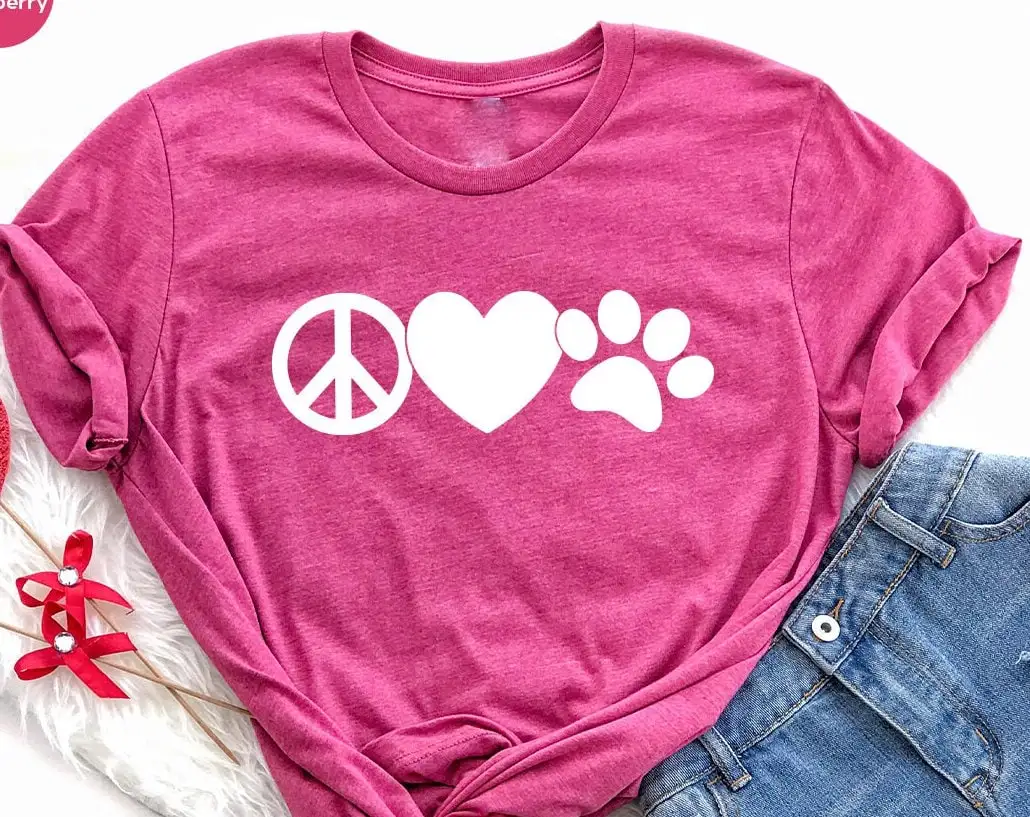 Dog Mom T Shirt Mama Peace Love Dogs For Fur Mother Parent Owner