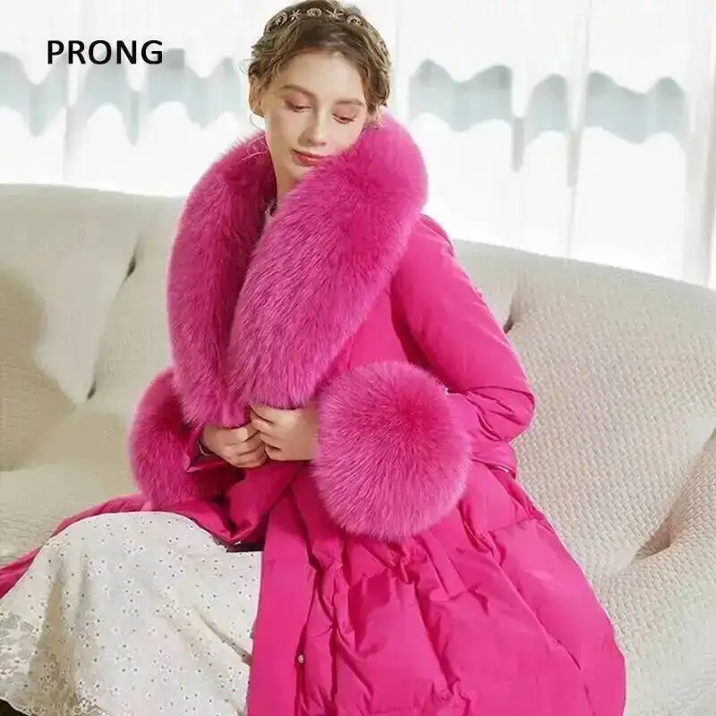 Conjunto de bufandas con cuello de piel de zorro auténtica, bufandas cálidas de lujo para invierno, chal, puños, abrigos, accesorios, bufanda de