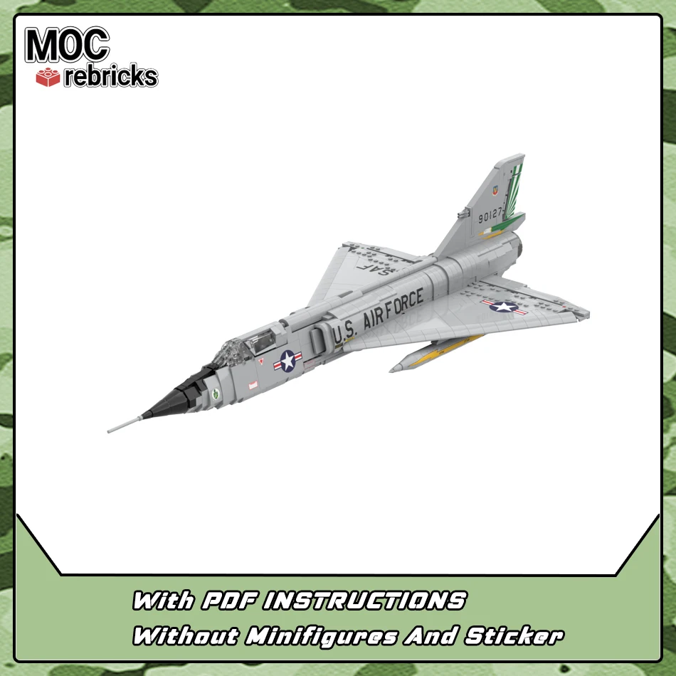 Military Series F-106 Delta Dart MOC Air Force Fighters Building Block Assembly Model Bricks Puzzle Toys For Children Gift