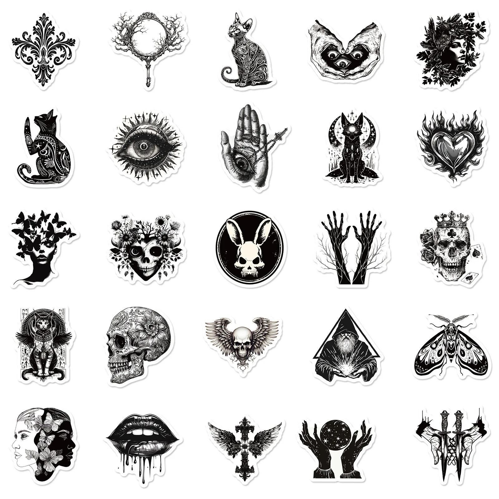 50PCS Gothic Punk Style Horror Sticker Phone Case Laptop Diy Decals Cup Guitar Skateboard Notebook Waterproof Graffiti Stickers