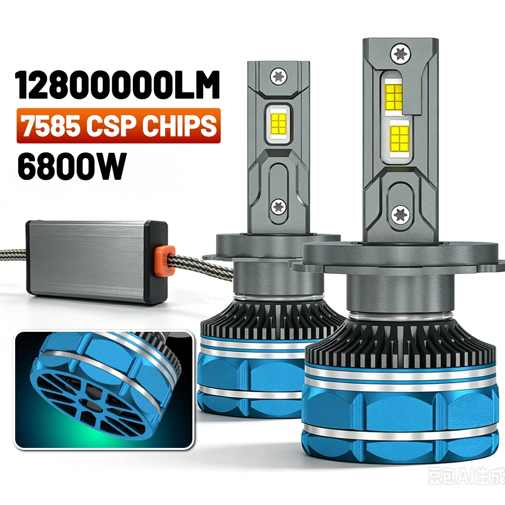 2pcs H7 H4 H11 Led Headlight Bulbs Canbus 6800W LED Headlamp H1 H8 9005 9006 HB3 HB4 9012 12800000LM Super Bright 6000K White
