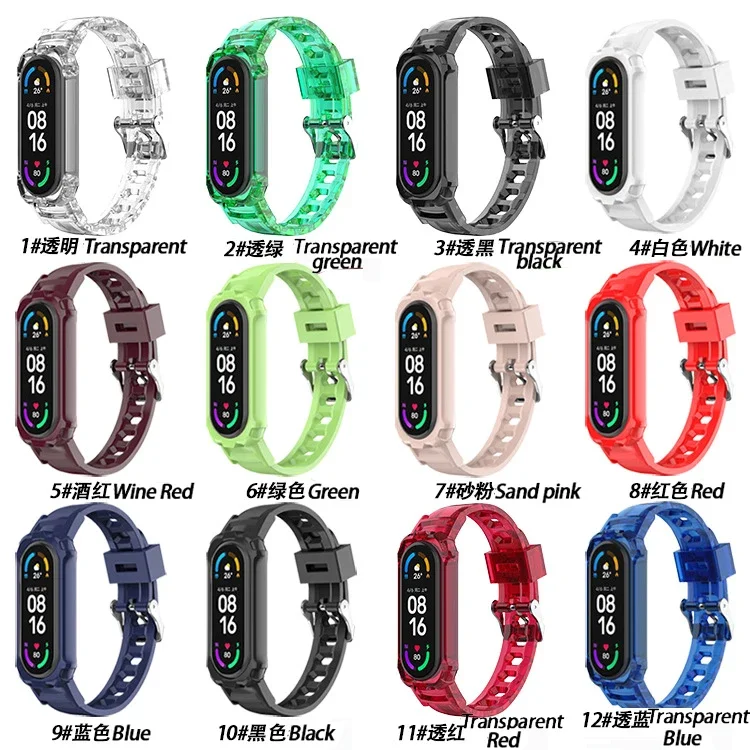 Transparent Soft Silicone Band Colorful Strap for Xiaomi Miband 7 6 5 4 3 Watchband for xiaomi mi 7 band 5 6 strap