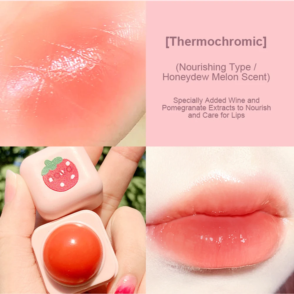 بودينغ صغير تغيير درجة الحرارة بلسم الشفاه دائم مغذي أحمر الشفاه الخوخ العناية بالشفاه أحمر الشفاه قاعدة شفافة إصلاح ملمع الشفاه