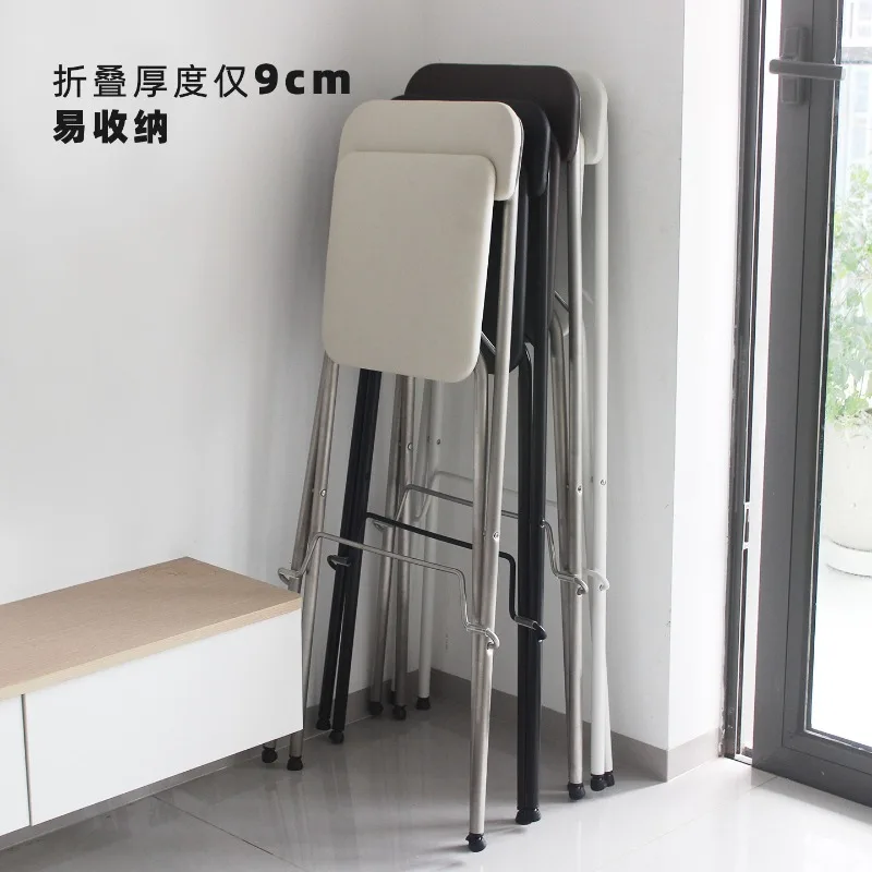 Bar folding chair high chair simple household large backrest bar chair leather soft bag folding bar casual dining