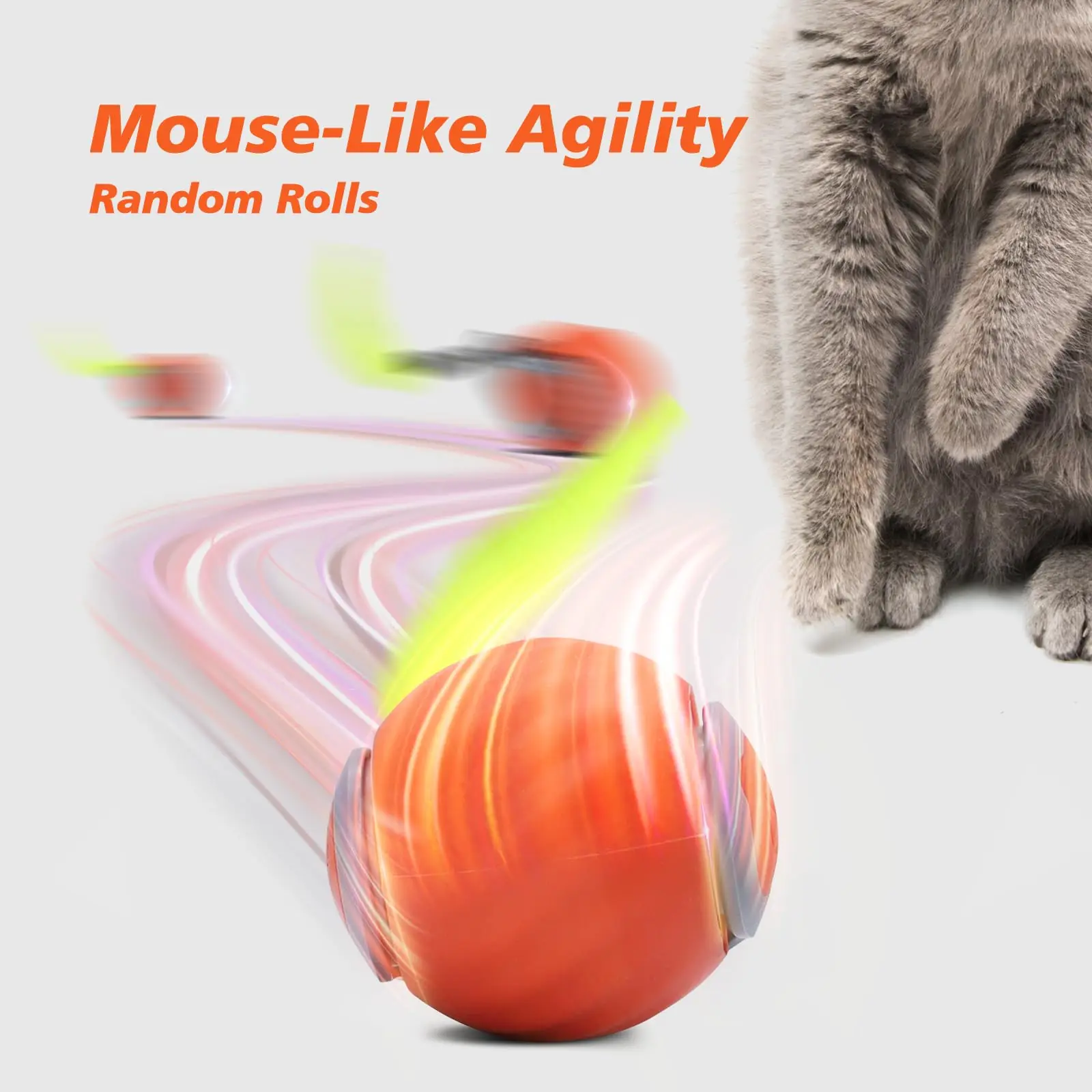 Cat Interactive Ball Toys Automatic Rolling Ball Faux Tail Rechargeable Smart Pet Electric Toy Dog Cat Training Imitate Mouse