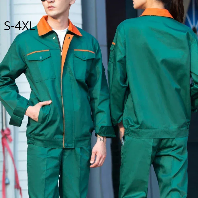 

Green Work Clothing Men Women Working Coveralls Mechanic Auto Repair Factory Workshop Uniforms Labors Post Office Workwear S-4XL