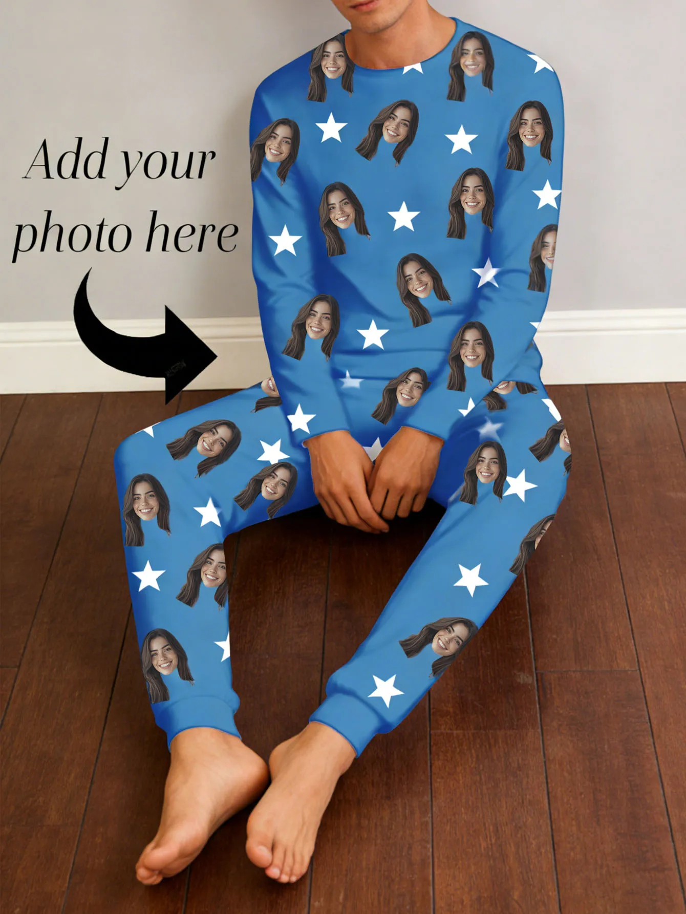 Customized facial pajamas set, personalized photo pajamas, suitable for anniversary, birthday, and Valentine's Day gifts