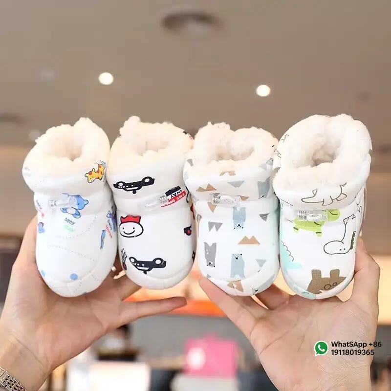Applicable toBaby Non Slip Toddler Shoes Winter Male Infant Female Infant Cotton Snow Boots Multicolor Cartoon Middle Tube Boots