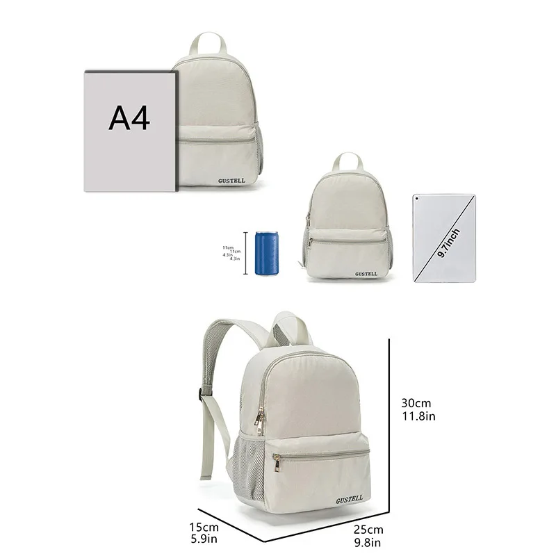 Personalized Embroidery Lightweight Casual Unisex Backpack for School Solid Color Boobag Custom Name Simple Candy Color Backpack