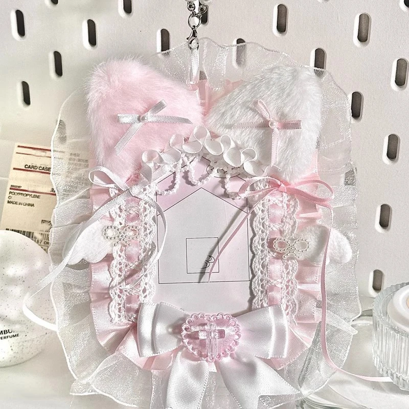 1Pc Bowknot encaje foto tarjetero tarjeta ladrillo, Anime personaje del juego de dibujos animados Acg tarjeta pantalla Manga estrella soporte Mag Fan Circle Otaku tarjetero decorativo