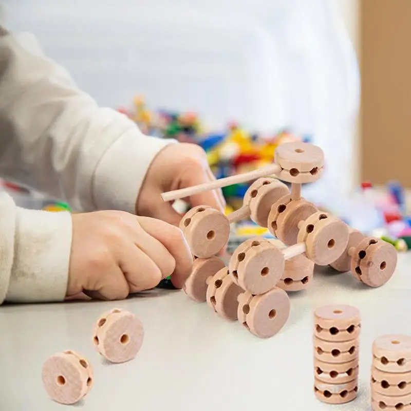 Juego de bloques de construcción STEM para niños, juguetes de construcción, bloques de madera, ejercicio, habilidad de desarrollo, mejora las habilidades motoras finas