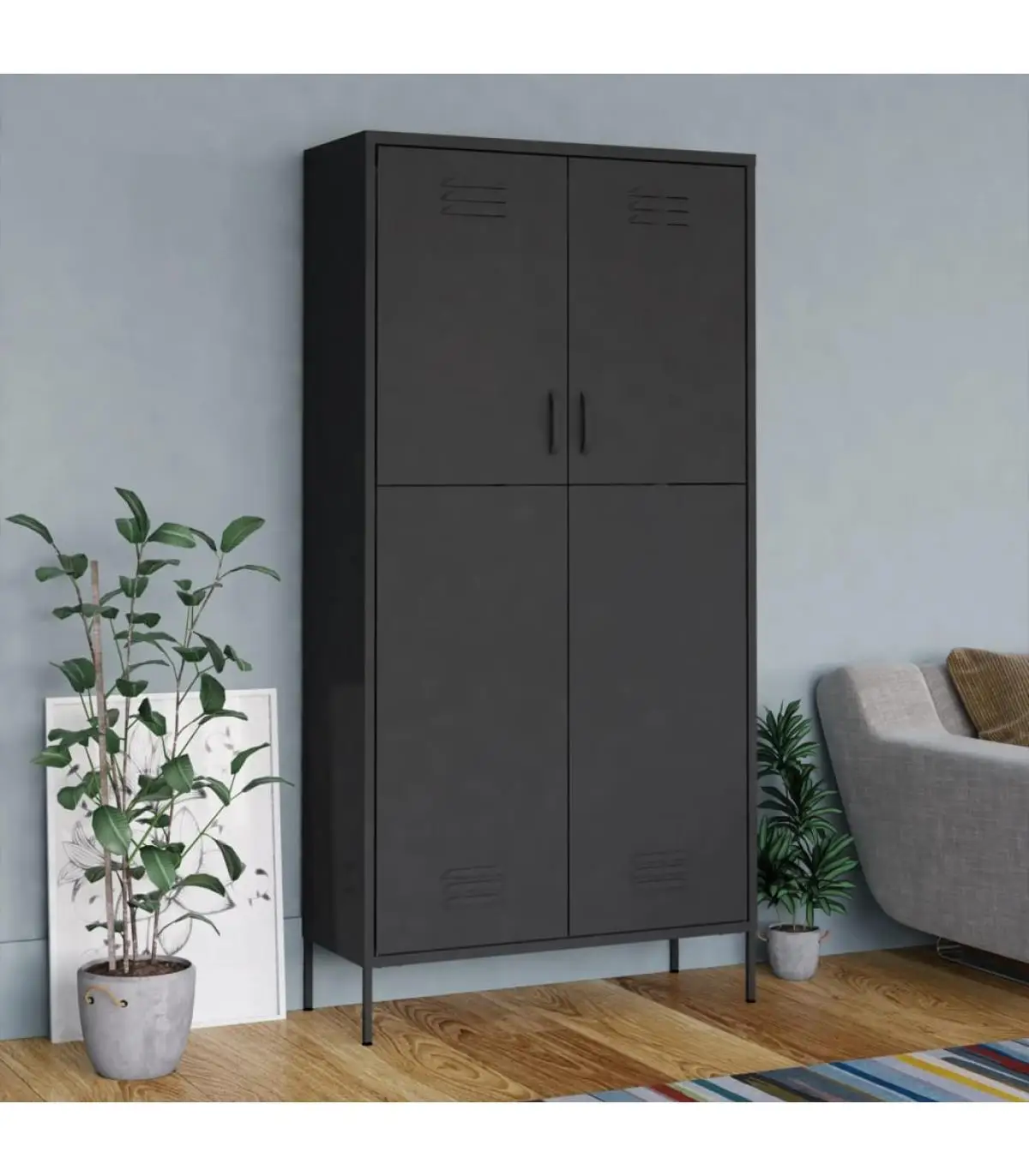 Armoire wardrobes anthracite gray steel wardrobe 90x50x180 cm