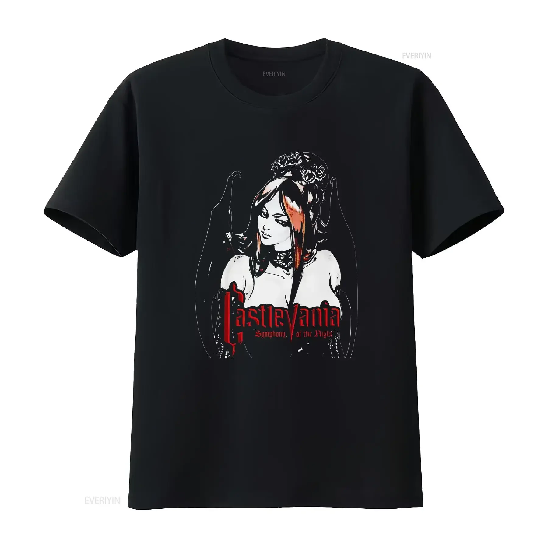 Camiseta gótica CastleVania, estilo vintage, videojuego retro, succubus, lavada, versátil, informal, elástica, cómoda, suave, vintage
