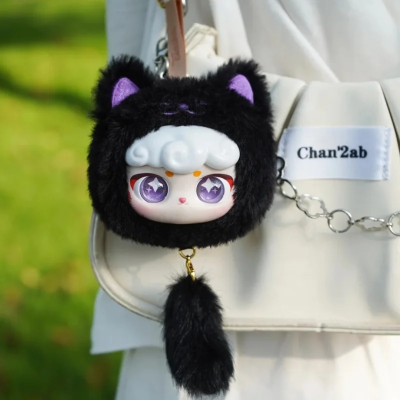 Genuíno sorte meow iv série caixa cega bonito mini vinil boneca de pelúcia saco pingente decoração brinquedo na moda surpresa meninas crianças presente