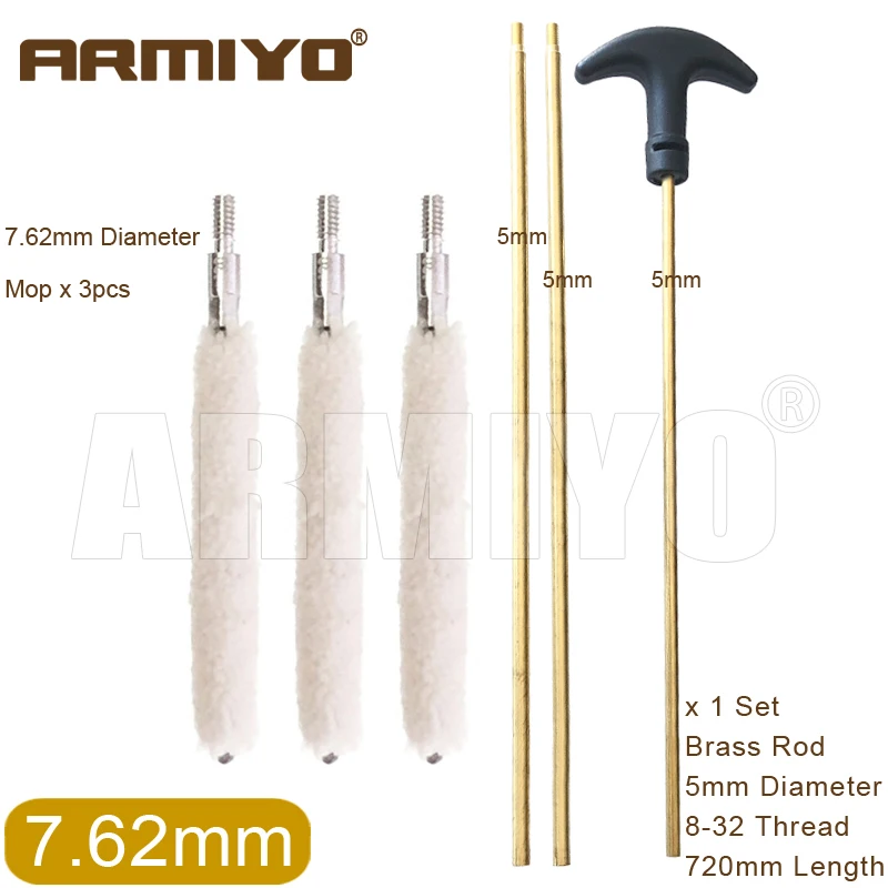 Armiyo Rohrreinigungsbürsten-Set für 4,5mm ~ 18,5mm Durchmesser Rohre, Messing Drehbare Stange, Jagdzubehör – Detail 6
