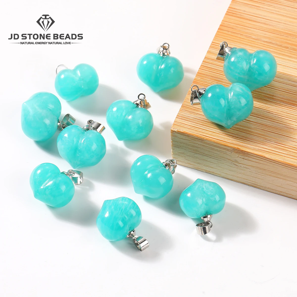 

1 Pc Natural Stone Amazonite Carved Heart Shape Pendant Charms for Jewelry Making DIY Necklace Bracelet Accessory Wholesale