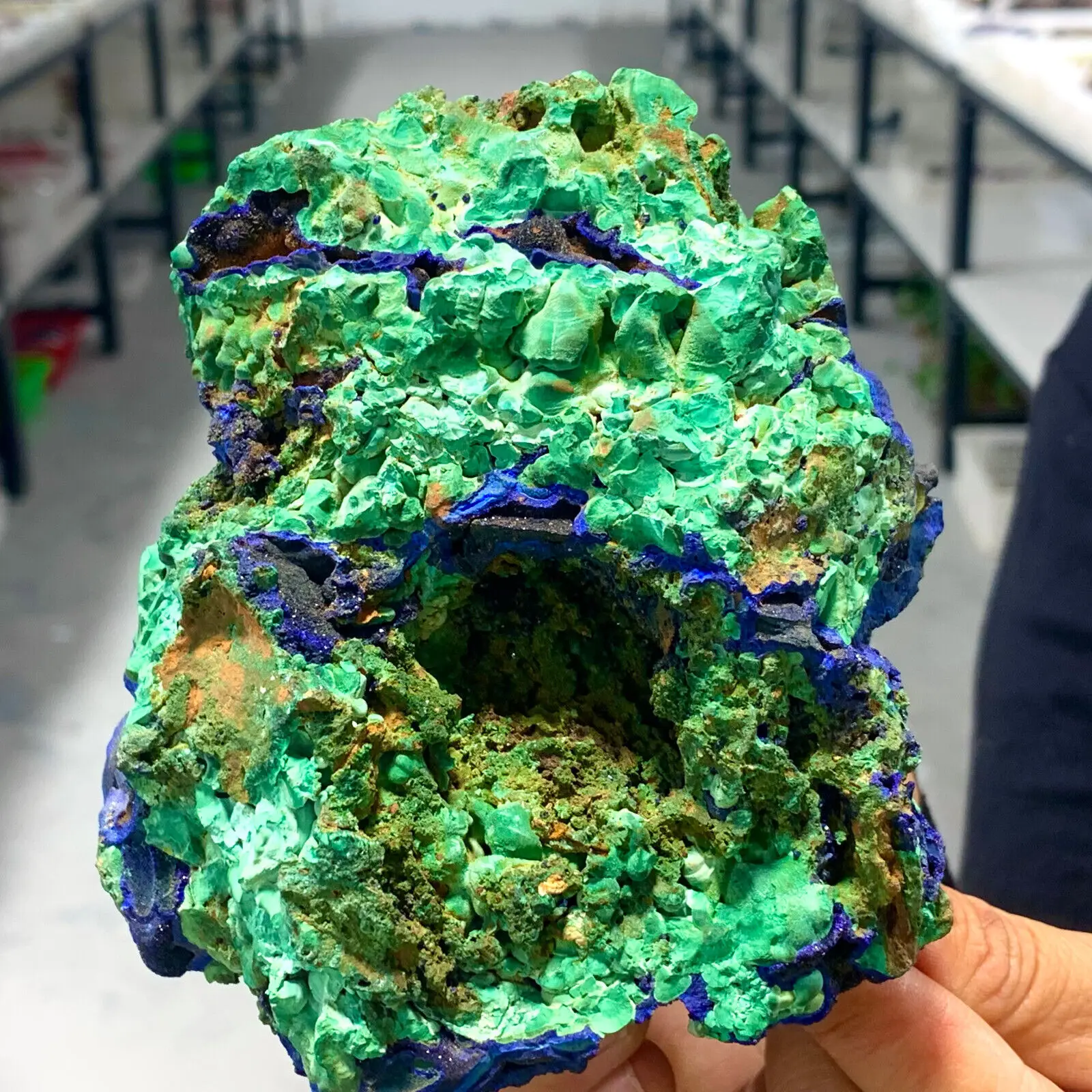 Magical Natural Azurite Ore Intergrowth Malachite Crystal Clusters Rare Mineral Specimen Healing Gem Home Office Degaussing Gift