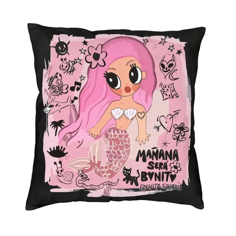 Karol G Mermaid Cushion Cover 45x45cm Reggae Ainger Soft Velvet Modern Pillow Case Living Room Decoration