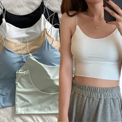 Summer Bra Ice Silk Crop Tops Sports Spaghetti Strap Vest Fashion Solid Padded Camisole Sleeveles Omighty Camisole Underwear