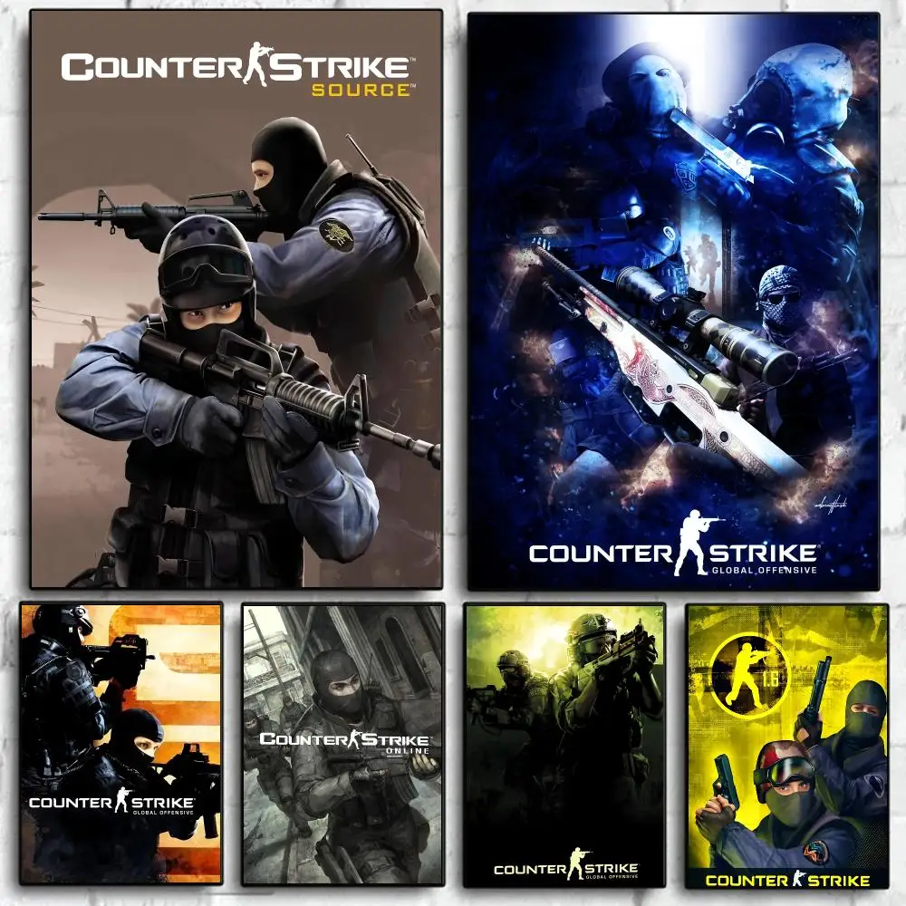 Classic Game CSGO C-Counter-Strike Poster Self Adhesive Wall Art Decor for Bedroom Living Room Office Home Decor Gift