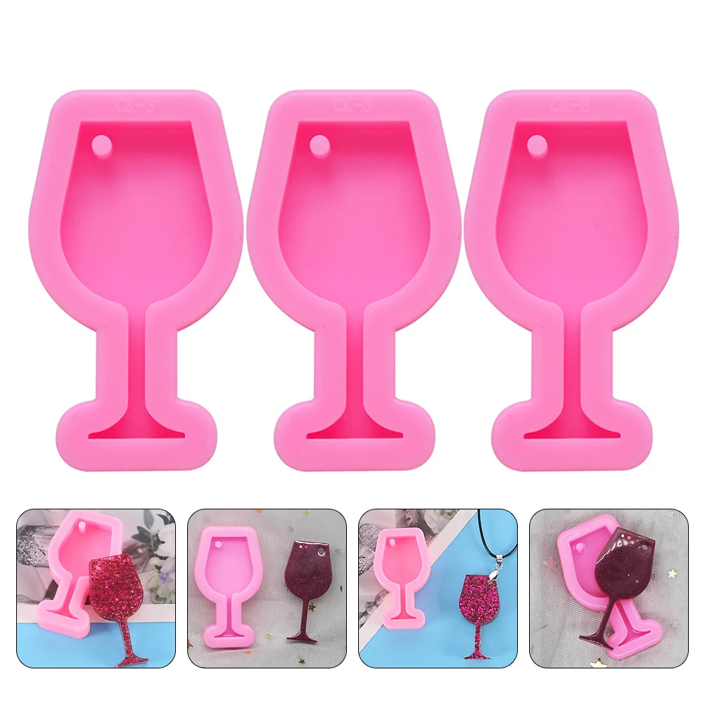 3 Pcs Keychain Mold Keyring Charm DIY Jewelry Mould Resin Pendant Goblet Shaped Silicone Molds