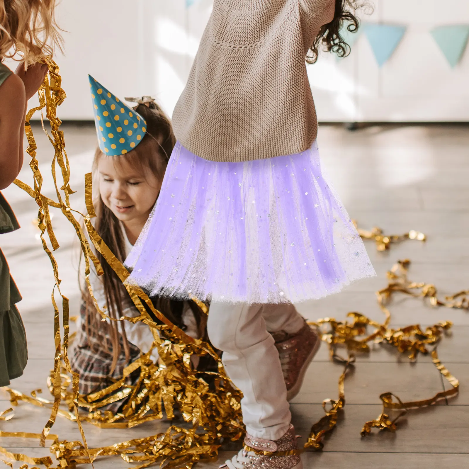 Girls Tutu Ballet Tulle Skirt Purple Glitter Sequin Baby Toddler Lightweight Durable Dress Up Party Gift Skirt