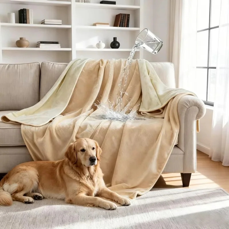 Waterproof Reversible Blanket for Bed Sofa Elderly Pets Leak Proof view 4