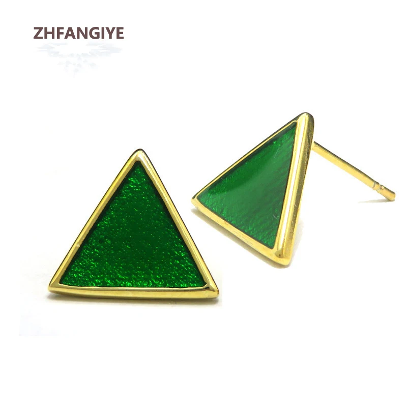 

ZHFANGIYE Women Earrings 925 Silver Jewelry Triangle Shape Stud Earrings Accessories for Wedding Party Promise Gifts Wholesale