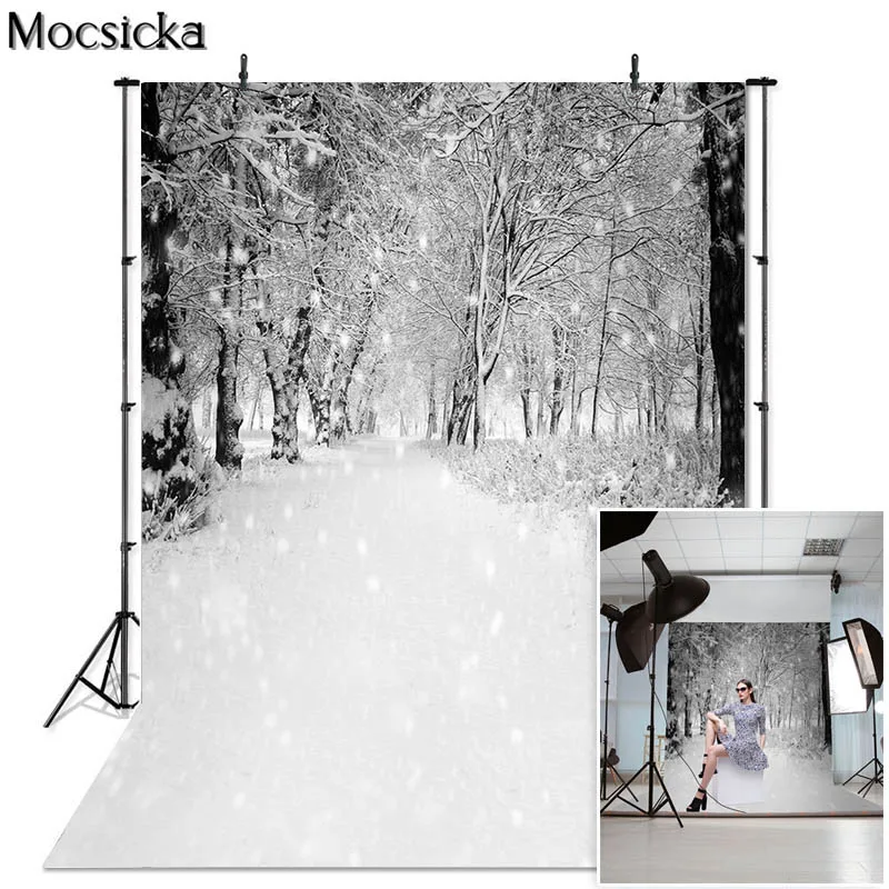 

Winter Snow Landscape Backdrops For Photography Nature Forest Photocall Kids Family Portrait Background Photo Studio Christmas