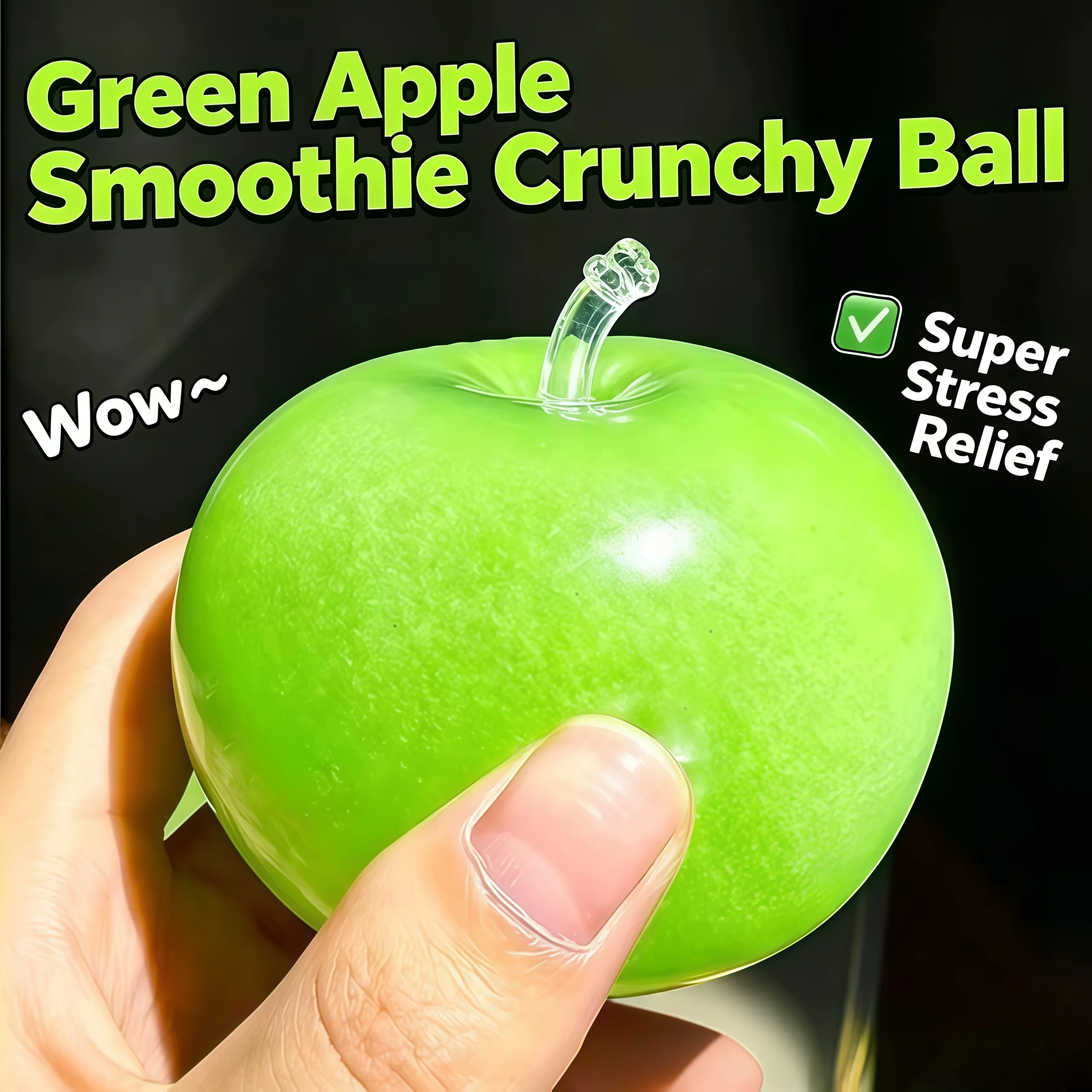 Green Apple Slushie Stress Ball Squishy Toy Crunchy Moldable Non-Bounce Sensory Fidget Toy Medium Grip Strength Training Gift