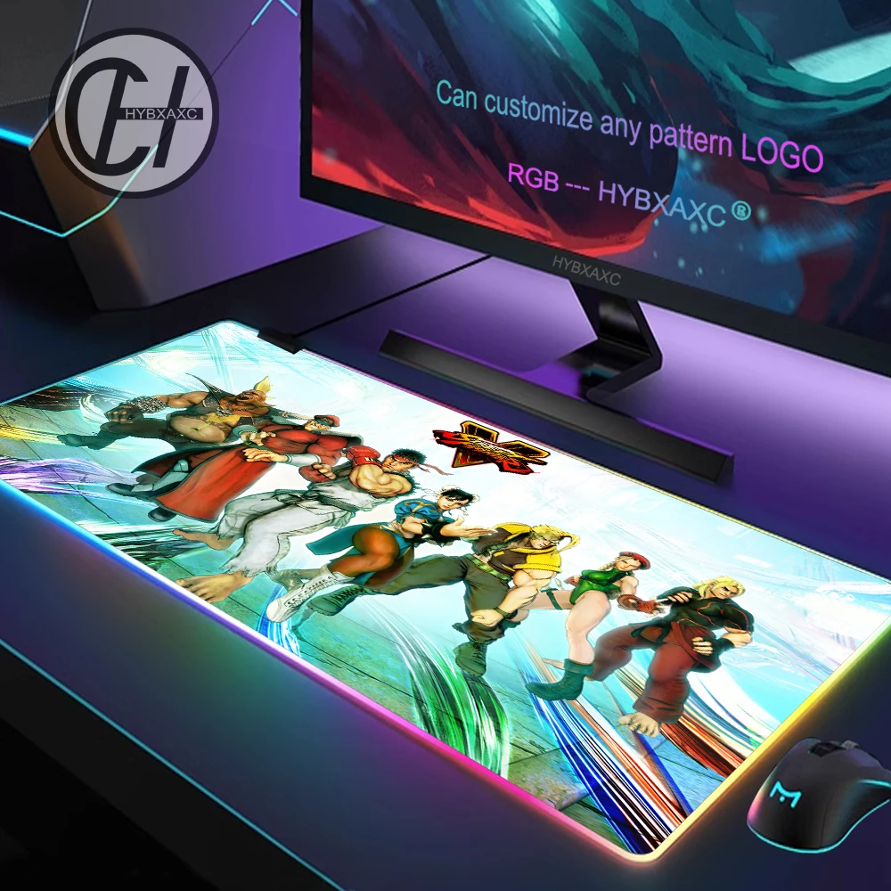 

Street fighter Mouse Pad RGB Gaming Mouse Pad Desk Mat HD Gamer Large LED Light XXL MousePads PC Computer Carpet
