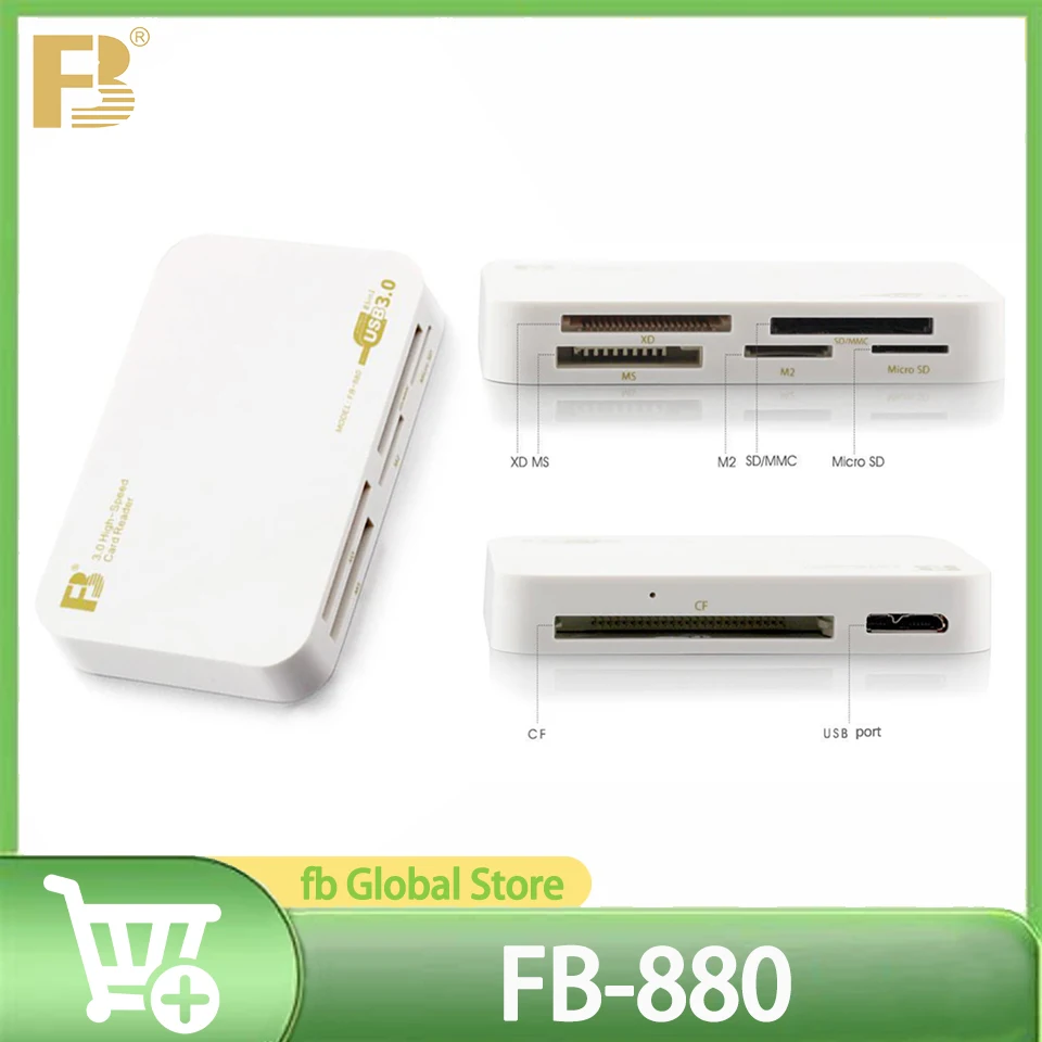 

FB-880 Многофункциональное устройство чтения карт Интерфейс USB3.0 USB2.0 USB1.1 5 карт Одновременная передача CF XD MS M2 SD MMC Micro SD