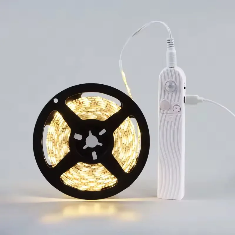 5V 2835 Sensore di movimento a LED Striscia luminosa Armadietto impermeabile Luce notturna 1M/2M Luce a nastro per interni Camera da letto Guardaroba Illuminazione scale