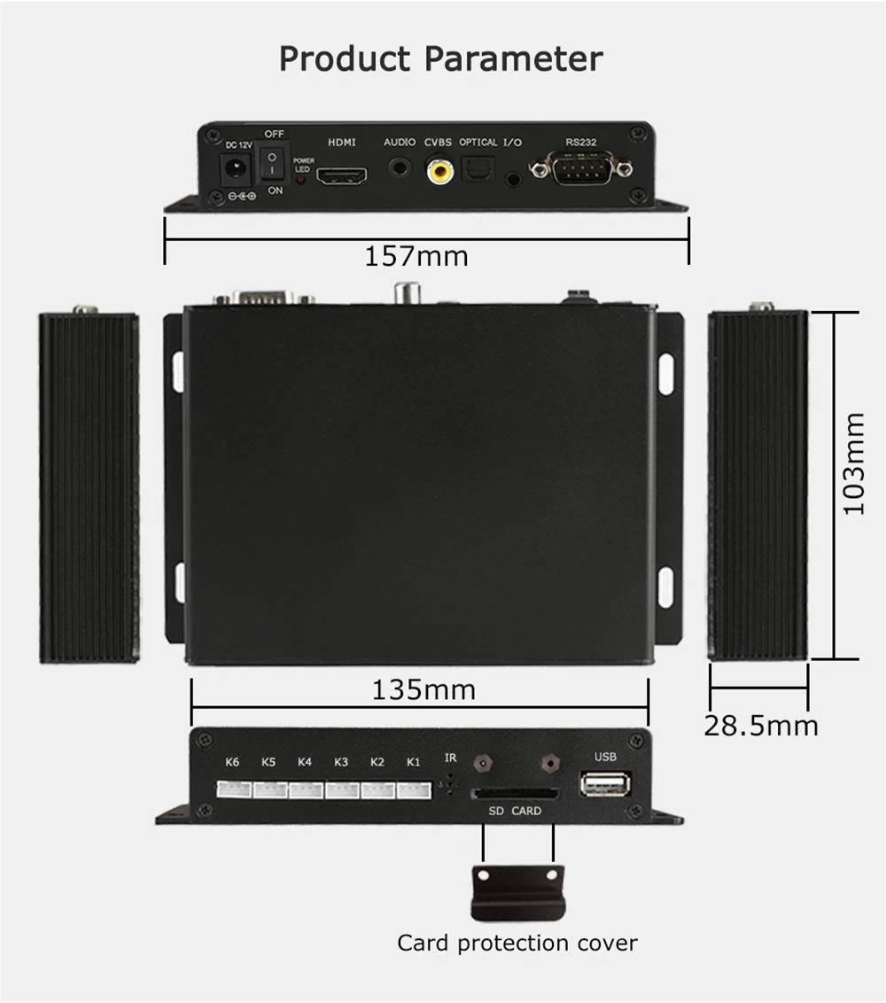 MPC1005 RS232 Steuerung 4K HD-MI Out Push Button Digital Signage Smart TV HDD Player Box – Detail 16