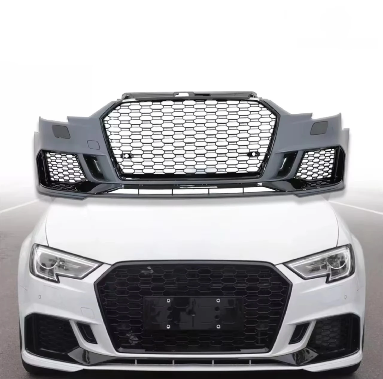STLF Car A3 S3 Upgrade RS3 Style Body Kits Front Bumper Kit with Grille for Audis A3 8V.5 S3 2017 2018 2019 Auto Parts