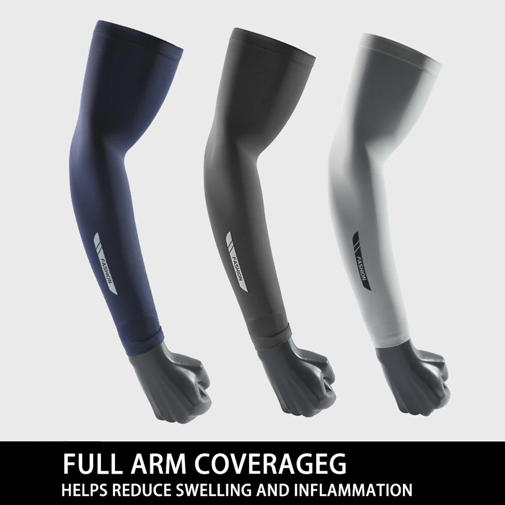 Mangas de protección solar para hombre, guantes de seda fría para verano, diseño delgado, protección UV, para conducir y ciclismo, cubre brazos para deportes al aire libre
