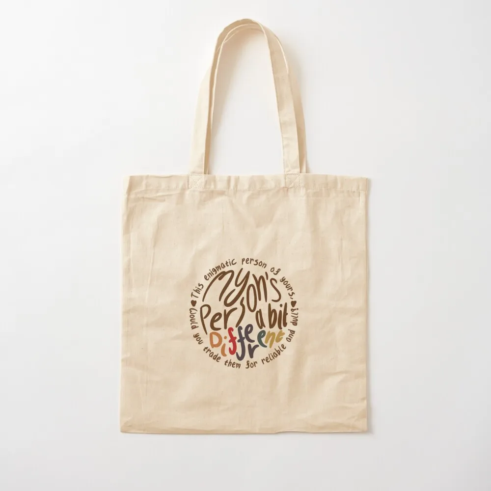 My Person’s A Bit Different (brown bg, brown hearts, 13 ‘different’) Tote Bag Shopper tote bag woman female bag