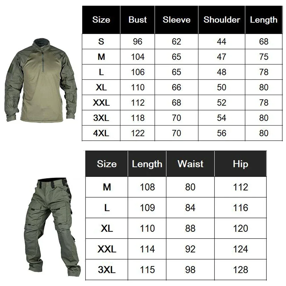 Tactical Suit Men Hunting Training Shirt Pants 2 Piece Sets Outdoor Training Camouflage Quick-dry Ripstop Hiking Sports Uniform