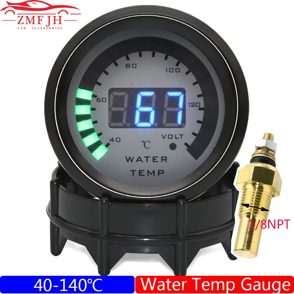 52mm Digital Water Temperature Gauge Car Racing Modification 40~140 Celsius Temp Meter With Sensor Adapter 1/8NPT Custom
