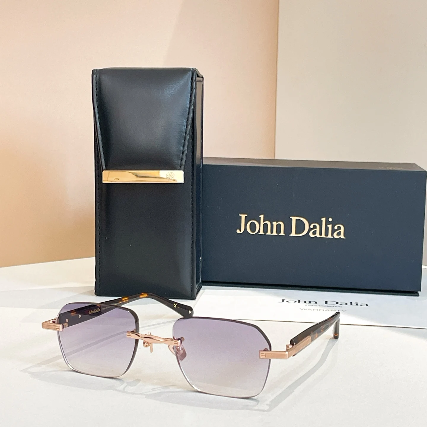 Originele ontwerper voor JOHN DALIA JD DWAYNE Luxe mannen vrouwen zonnebril randloze premium mode UV400 unisex brillen met doos