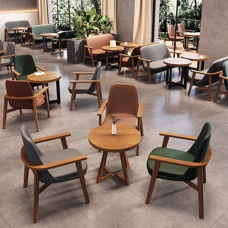 

Nordic cafe sofa commercial lounge area negotiation book bar catering shop dessert milk tea shop leisure solid wood tables