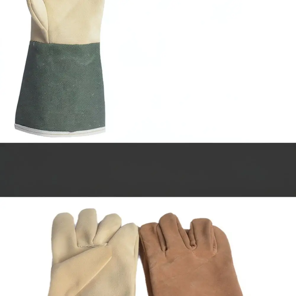 Reinforced Welding Gloves Cowhide Leather Green Canvas Long Sleeve Thermal Protection Mittens Metal Working Safety Accessories